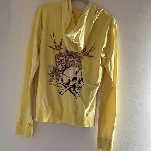 Ed Hardy yellow zip up sweatshirt. Size medium. Preloved good condition. - Picture 1 of 6